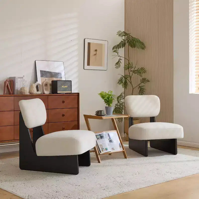 Okak Lot de 2 chaises d'appoint modernes rembourrées avec base en bois finition noyer, fauteuil de salon de style Mid-Century pour salon, chambre à coucher