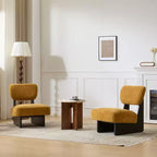 Okak Lot de 2 chaises d'appoint modernes rembourrées avec base en bois finition noyer, fauteuil de salon de style Mid-Century pour salon, chambre à coucher