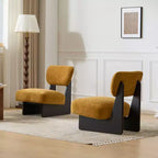 Okak Lot de 2 chaises d'appoint modernes rembourrées avec base en bois finition noyer, fauteuil de salon de style Mid-Century pour salon, chambre à coucher