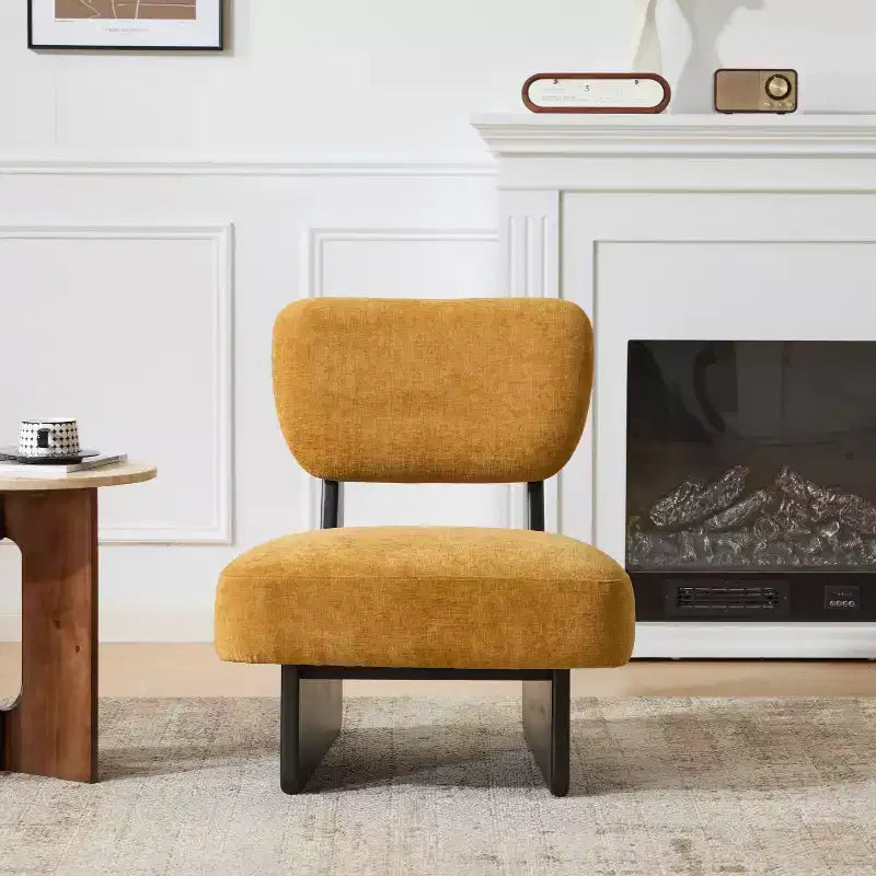 Okak Lot de 2 chaises d'appoint modernes rembourrées avec base en bois finition noyer, fauteuil de salon de style Mid-Century pour salon, chambre à coucher