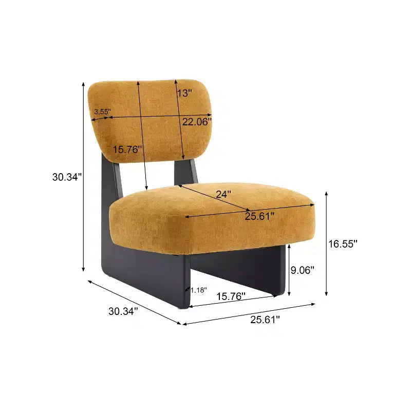 Okak Lot de 2 chaises d'appoint modernes rembourrées avec base en bois finition noyer, fauteuil de salon de style Mid-Century pour salon, chambre à coucher