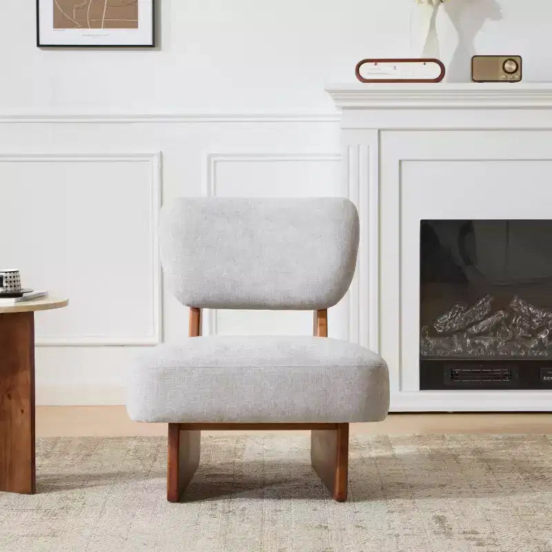Okak Lot de 2 chaises d'appoint modernes rembourrées avec base en bois finition noyer, fauteuil de salon de style Mid-Century pour salon, chambre à coucher