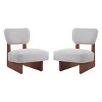 Okak Lot de 2 chaises d'appoint modernes rembourrées avec base en bois finition noyer, fauteuil de salon de style Mid-Century pour salon, chambre à coucher