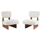 Okak Lot de 2 chaises d'appoint modernes rembourrées avec base en bois finition noyer, fauteuil de salon de style Mid-Century pour salon, chambre à coucher