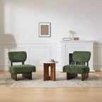 Okak Lot de 2 chaises d'appoint modernes rembourrées avec base en bois finition noyer, fauteuil de salon de style Mid-Century pour salon, chambre à coucher