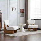 Okak Set of 2 Modern Upholstered Accent Chair with Walnut Finish Wooden Base,Mid-Century Lounge Chair for Living Room,Bedroom
