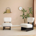 Okak Lot de 2 chaises d'appoint modernes rembourrées avec base en bois finition noyer, fauteuil de salon de style Mid-Century pour salon, chambre à coucher