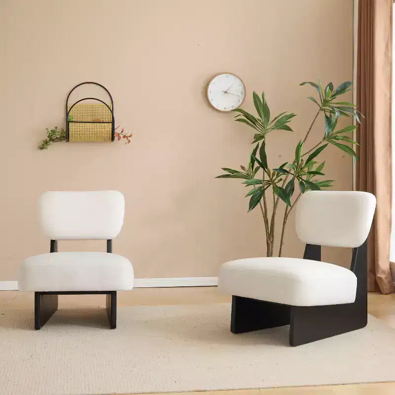 Okak Lot de 2 chaises d'appoint modernes rembourrées avec base en bois finition noyer, fauteuil de salon de style Mid-Century pour salon, chambre à coucher