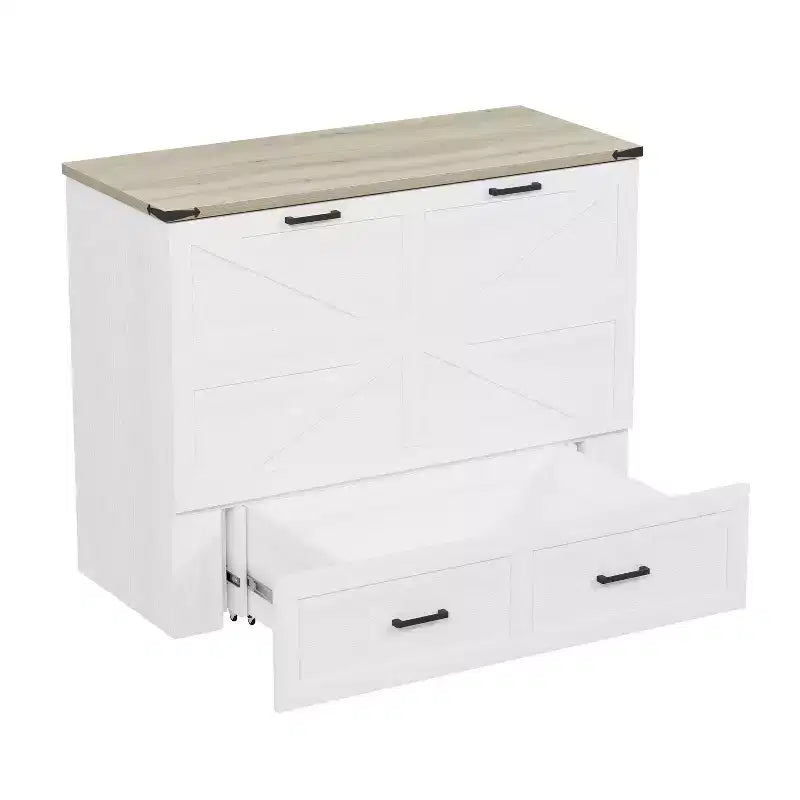 Lit armoire escamotable Polibi avec tiroir de rangement et station de charge