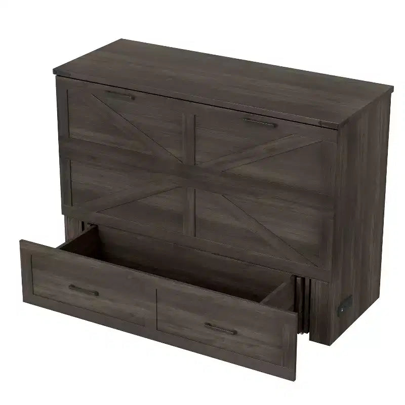 Lit armoire escamotable Polibi avec tiroir de rangement et station de charge