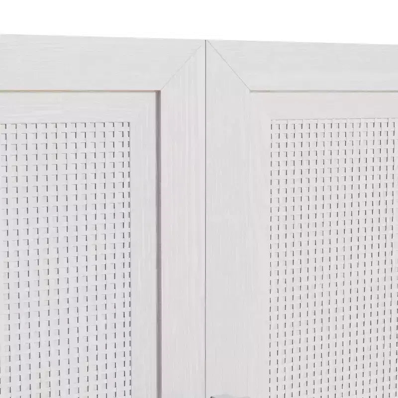 Buffet de rangement à portes en rotin 3 pièces avec étagères réglables - 93Lx36H