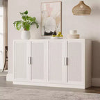 Buffet de rangement à portes en rotin 3 pièces avec étagères réglables - 93Lx36H