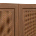 Buffet de rangement à portes en rotin 3 pièces avec étagères réglables - 93Lx36H