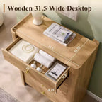 Commode moderne à 5 tiroirs avec profil incurvé, 100,6 cm de haut, en bois avec poignées en métal doré, meuble de rangement pour chambre, salon, couloir
