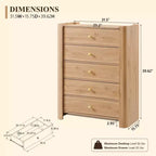 Commode moderne à 5 tiroirs avec profil incurvé, 100,6 cm de haut, en bois avec poignées en métal doré, meuble de rangement pour chambre, salon, couloir