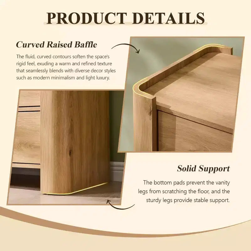 Commode moderne à 5 tiroirs avec profil incurvé, 100,6 cm de haut, en bois avec poignées en métal doré, meuble de rangement pour chambre, salon, couloir