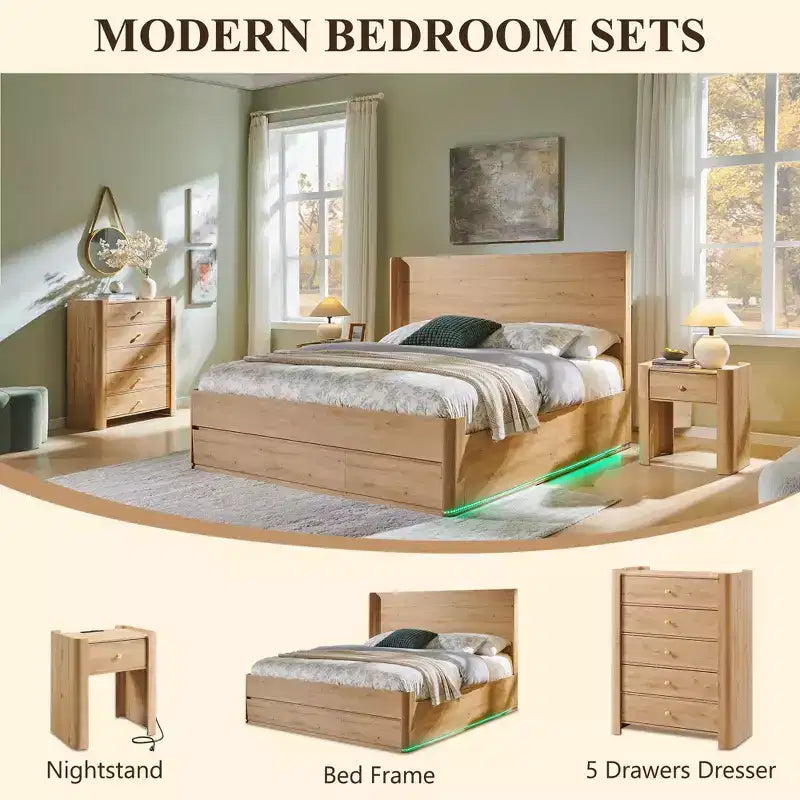 Commode moderne à 5 tiroirs avec profil incurvé, 100,6 cm de haut, en bois avec poignées en métal doré, meuble de rangement pour chambre, salon, couloir