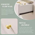 Commode moderne à 5 tiroirs avec profil incurvé, 100,6 cm de haut, en bois avec poignées en métal doré, meuble de rangement pour chambre, salon, couloir