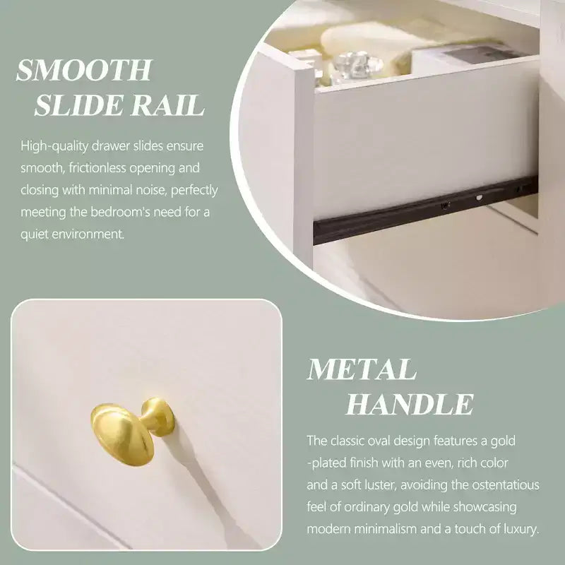 Commode moderne à 5 tiroirs avec profil incurvé, 100,6 cm de haut, en bois avec poignées en métal doré, meuble de rangement pour chambre, salon, couloir