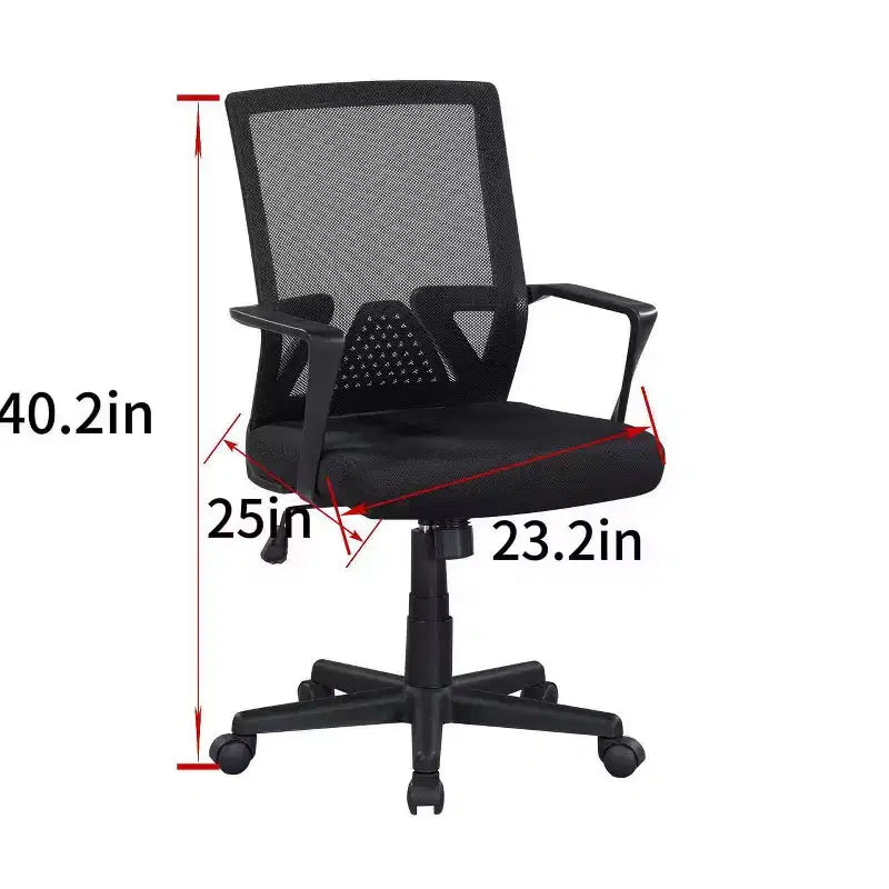 Chaise de bureau Homy Casa à dossier mi-haut en maille, avec hauteur réglable, pour bureau à domicile ou zone d'étude, noire