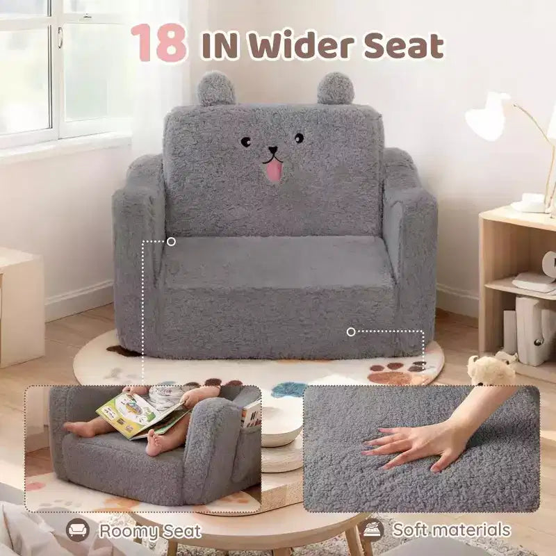 Canapé pour enfant Kinder King, lit pliant 2 en 1 pour bébé, pour salle de jeux, rose