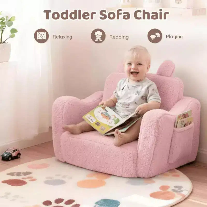 Canapé pour enfant Kinder King, lit pliant 2 en 1 pour bébé, pour salle de jeux, rose