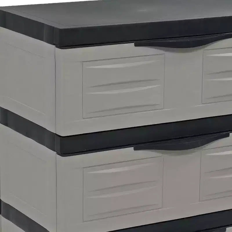 HomeRoots Meuble utilitaire à trois tiroirs en plastique gris et noir très résistant, 30 po