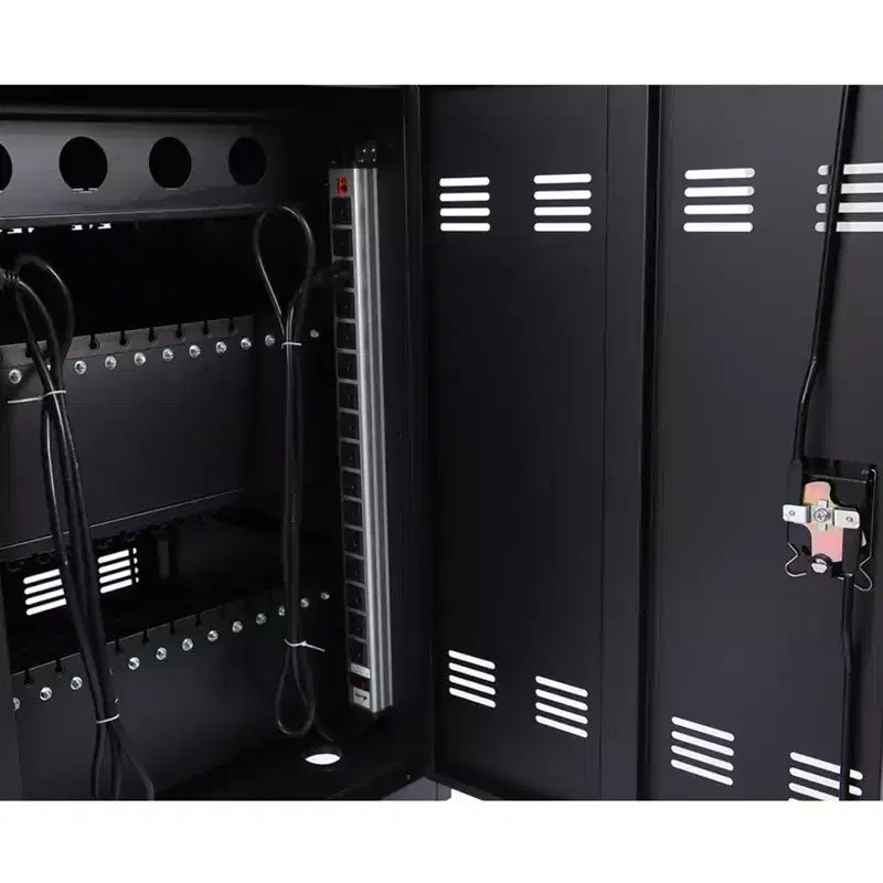 Station de chargement mobile pour 35 appareils avec clé de verrouillage 2 roulettes verrouillables en acier Chariot de rangement pour ordinateurs portables et tablettes