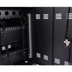 Station de chargement mobile pour 35 appareils avec clé de verrouillage 2 roulettes verrouillables en acier Chariot de rangement pour ordinateurs portables et tablettes