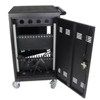 Station de chargement mobile pour 35 appareils avec clé de verrouillage 2 roulettes verrouillables en acier Chariot de rangement pour ordinateurs portables et tablettes