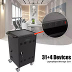 Station de chargement mobile pour 35 appareils avec clé de verrouillage 2 roulettes verrouillables en acier Chariot de rangement pour ordinateurs portables et tablettes