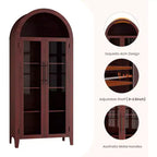 Meuble de cuisine à arcades - Étagère de présentation de ferme à 5 niveaux avec étagère réglable et 2 grandes portes en verre, placard de rangement polyvalent