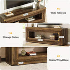Meuble TV Lantine 63 pour téléviseurs 55/60/65/75 pouces, console TV à 2 niveaux, console média, centre de divertissement pour salon, chambre à coucher