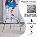 Lot de 6 chaises de salle à manger modernes en acrylique avec sièges transparents en forme de cuillère, chaises transparentes avec pieds dorés, pour salle à manger, cuisine, salon, argenté