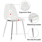 Lot de 6 chaises de salle à manger modernes en acrylique avec sièges transparents en forme de cuillère, chaises transparentes avec pieds dorés, pour salle à manger, cuisine, salon, argenté