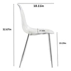 Lot de 6 chaises de salle à manger modernes en acrylique avec sièges transparents en forme de cuillère, chaises transparentes avec pieds dorés, pour salle à manger, cuisine, salon, argenté