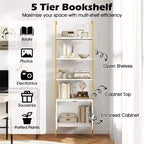 Costway Lot de 2 bibliothèques murales en échelle à 5 niveaux de 184 cm de haut avec armoire