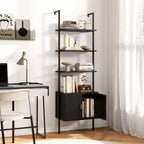 Costway Lot de 2 bibliothèques murales en échelle à 5 niveaux de 184 cm de haut avec armoire
