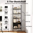 Costway Lot de 2 bibliothèques murales en échelle à 5 niveaux de 184 cm de haut avec armoire