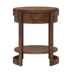 Table de chevet Costway à 2 niveaux avec étagère et tiroir en grain de bois rond blanc/marron