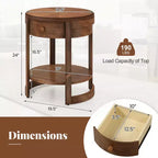Table de chevet Costway à 2 niveaux avec étagère et tiroir en grain de bois rond blanc/marron