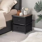 Costway Table de Chevet en Tissu avec 2 Tiroirs, Table de Nuit, Petite Commode pour Chambre à Coucher, Salon - Lot de 2