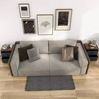 Costway Table de Chevet en Tissu avec 2 Tiroirs, Table de Nuit, Petite Commode pour Chambre à Coucher, Salon - Lot de 2