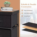 Costway Table de Chevet en Tissu avec 2 Tiroirs, Table de Nuit, Petite Commode pour Chambre à Coucher, Salon - Lot de 2
