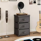 Costway Commode 1 ou 2 tiroirs avec 3 tiroirs, Tour de rangement en tissu, Table de chevet haute avec couvercle amovible pour chambre à coucher