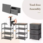 Costway Commode 1 ou 2 tiroirs avec 3 tiroirs, Tour de rangement en tissu, Table de chevet haute avec couvercle amovible pour chambre à coucher