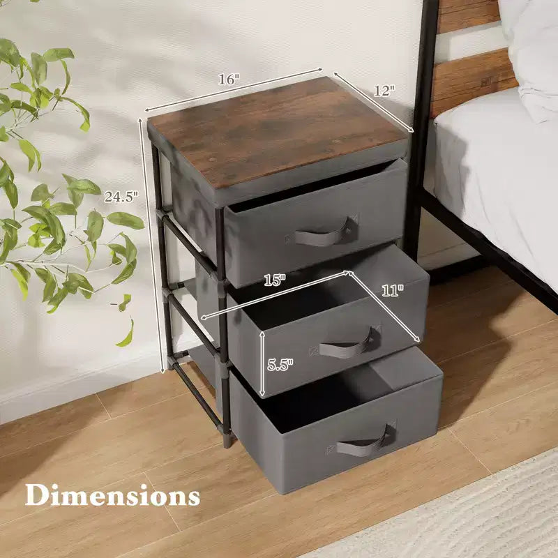 Costway Commode 1 ou 2 tiroirs avec 3 tiroirs, Tour de rangement en tissu, Table de chevet haute avec couvercle amovible pour chambre à coucher