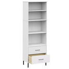 vidaXL Étagère Bibliothèque avec 2 Tiroirs Armoire de Rangement OSLO Bois Massif - Marron