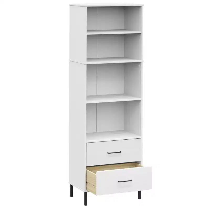 vidaXL Étagère Bibliothèque avec 2 Tiroirs Armoire de Rangement OSLO Bois Massif - Marron