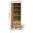 vidaXL Étagère Bibliothèque avec 2 Tiroirs Armoire de Rangement OSLO Bois Massif - Marron